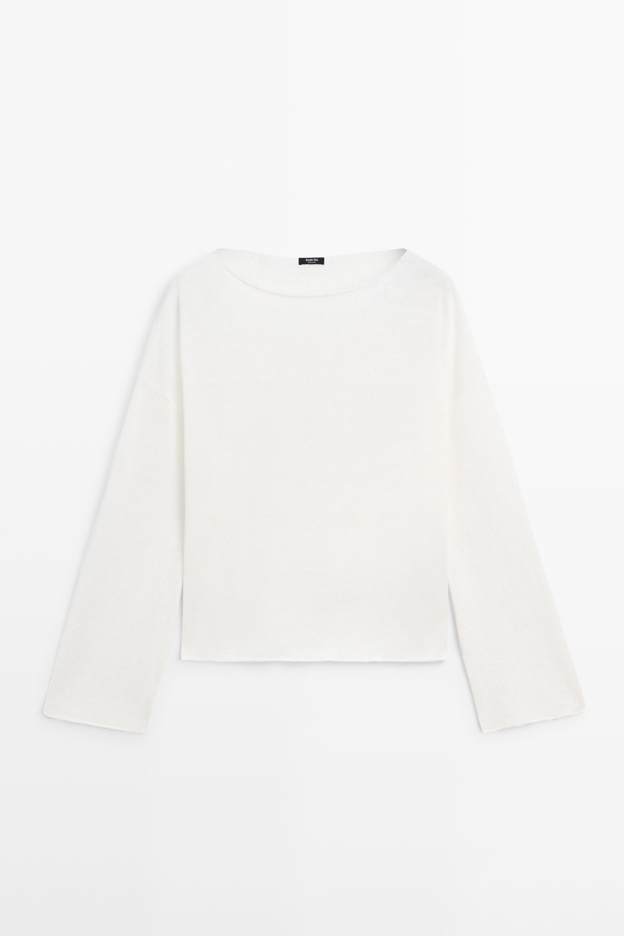 100% linen knit boat neck sweater